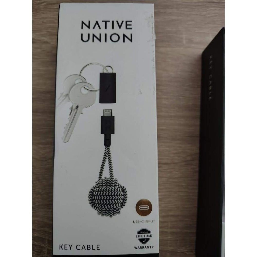 Native Union Key Cable  to USB C Braided Charging‎ Cable Keychain Black